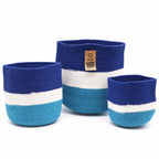 Evil Eye Jute Rope Baskets ~ Set of 3