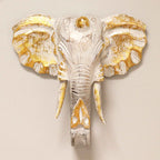 Large Gold & Whitewash Elephant Head