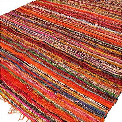 Ancient Wisdom Luxury Rag Rug ~ Orange