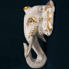 Large Gold & Whitewash Elephant Head