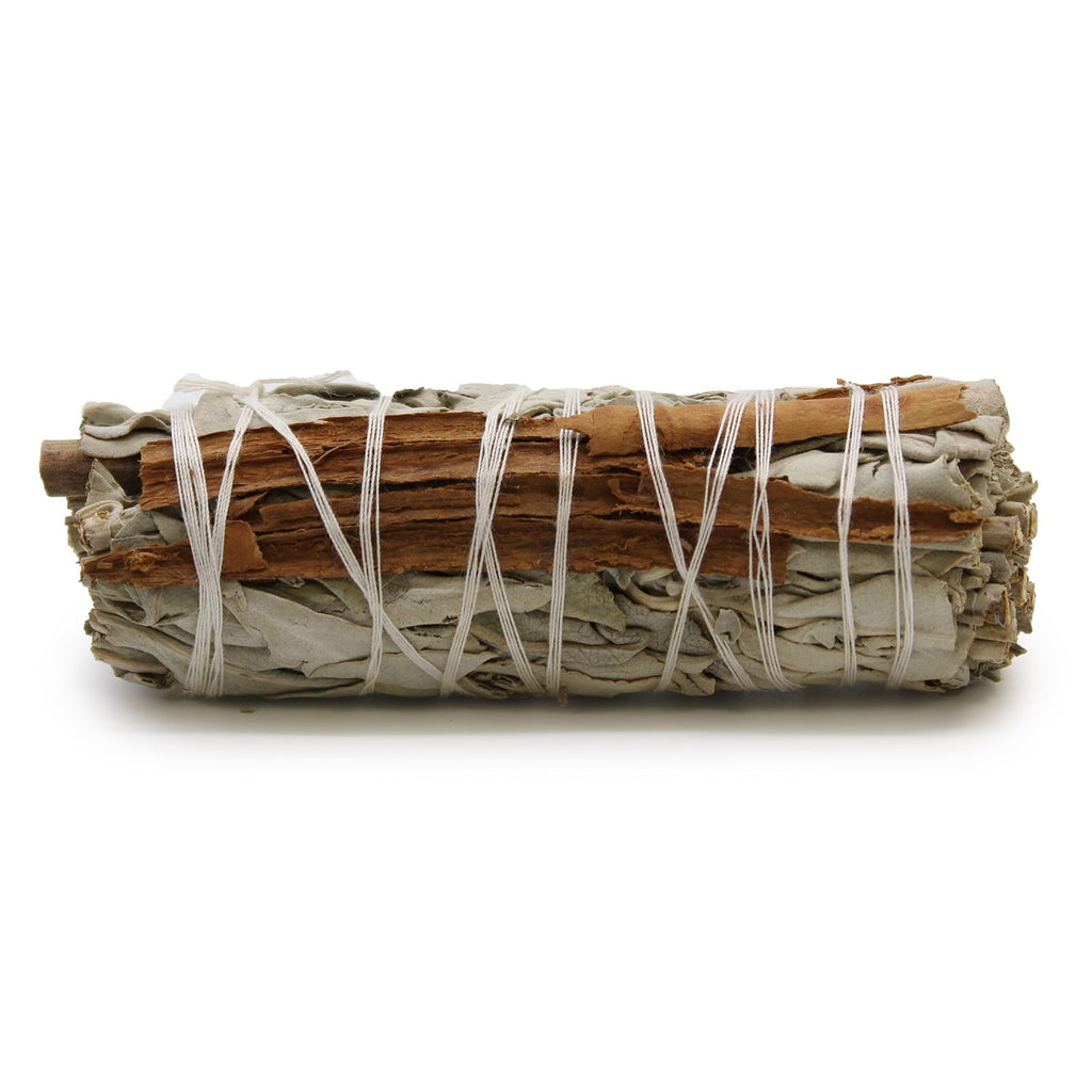 White Sage & Cinnamon Smudge Stick ~ 10cm