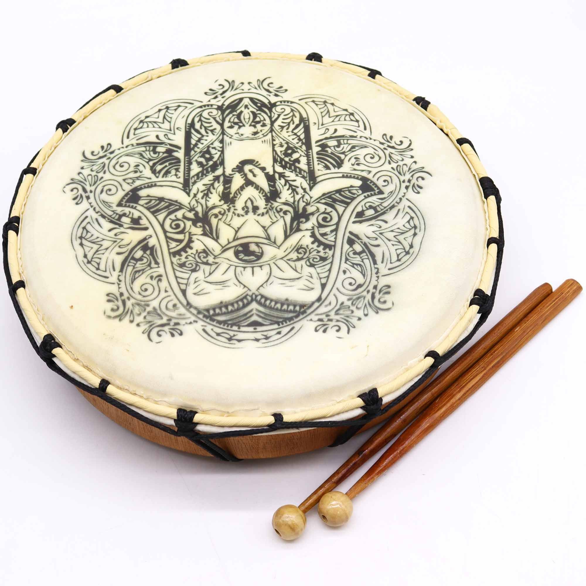 Shamanic Hamsa Drum with Two Sticks ~ 30cm