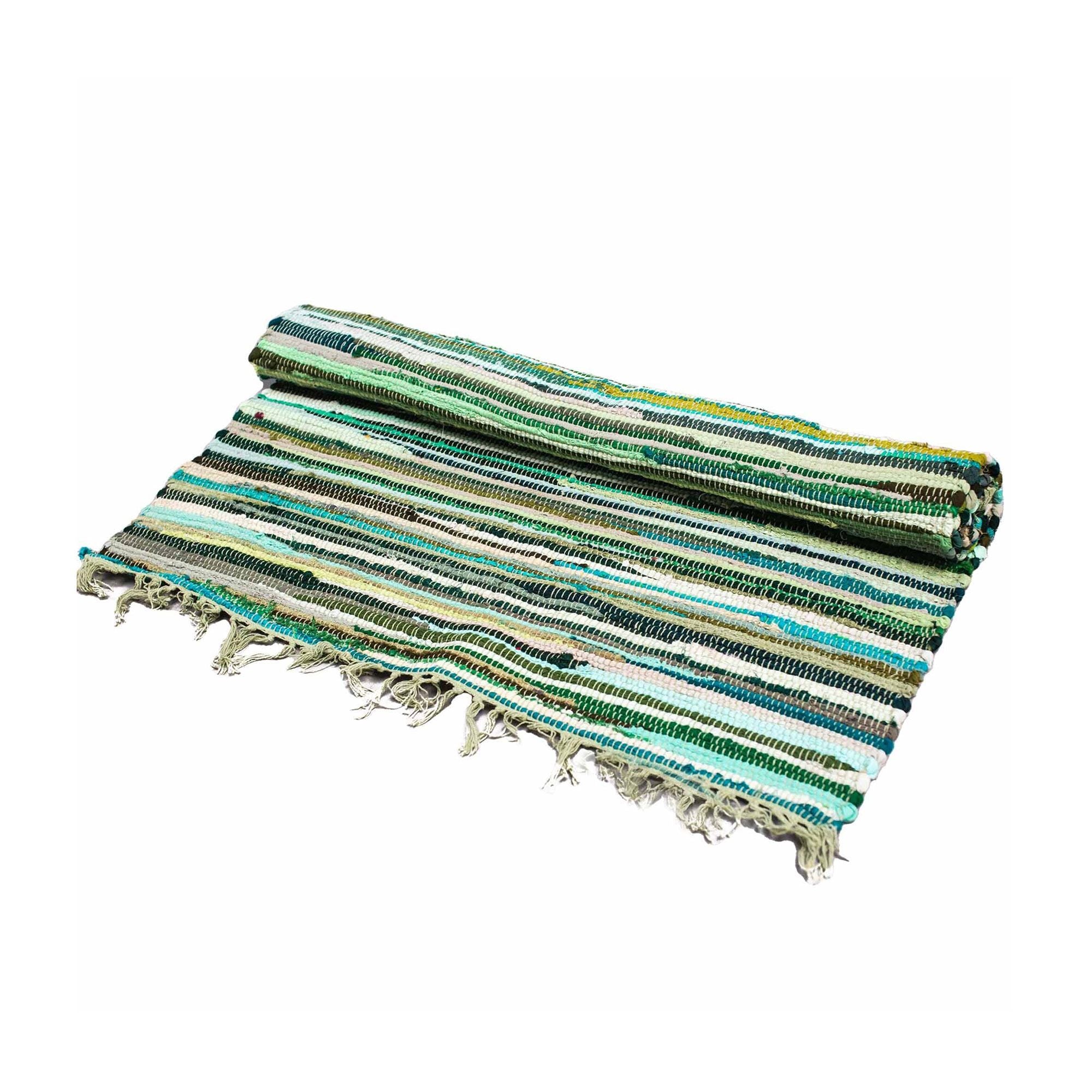 Natural Greens Rag Rug ~ Small