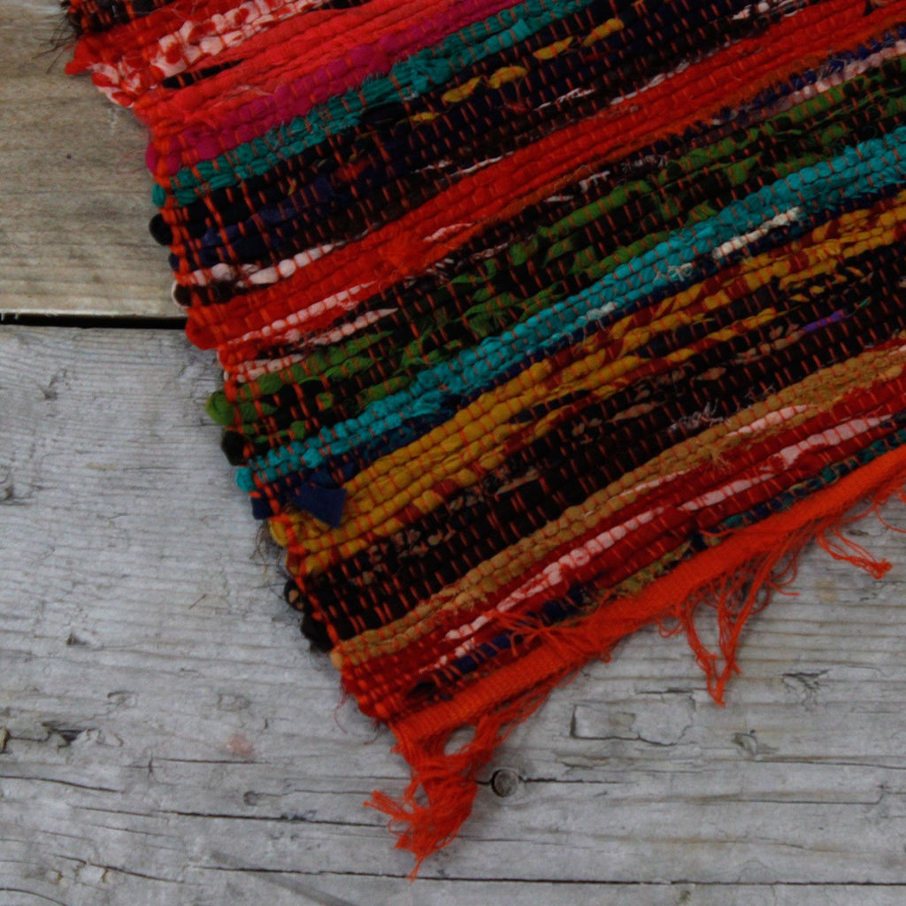 Ancient Wisdom Luxury Rag Rug ~ Orange