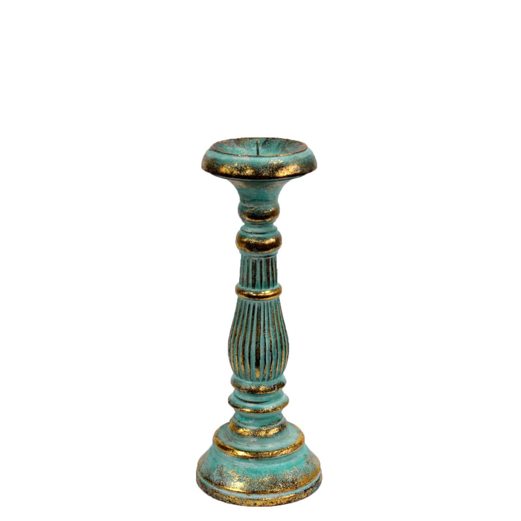 Turquoise & Gold Candlestick Stand ~ Small