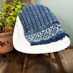 Handmade Indigo Seedha Arrows Throw ~ 170x120cms