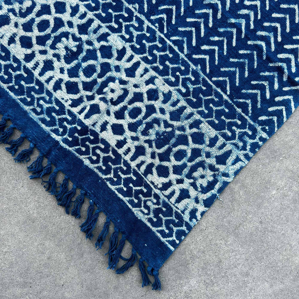 Handmade Indigo Seedha Arrows Throw ~ 170x120cms