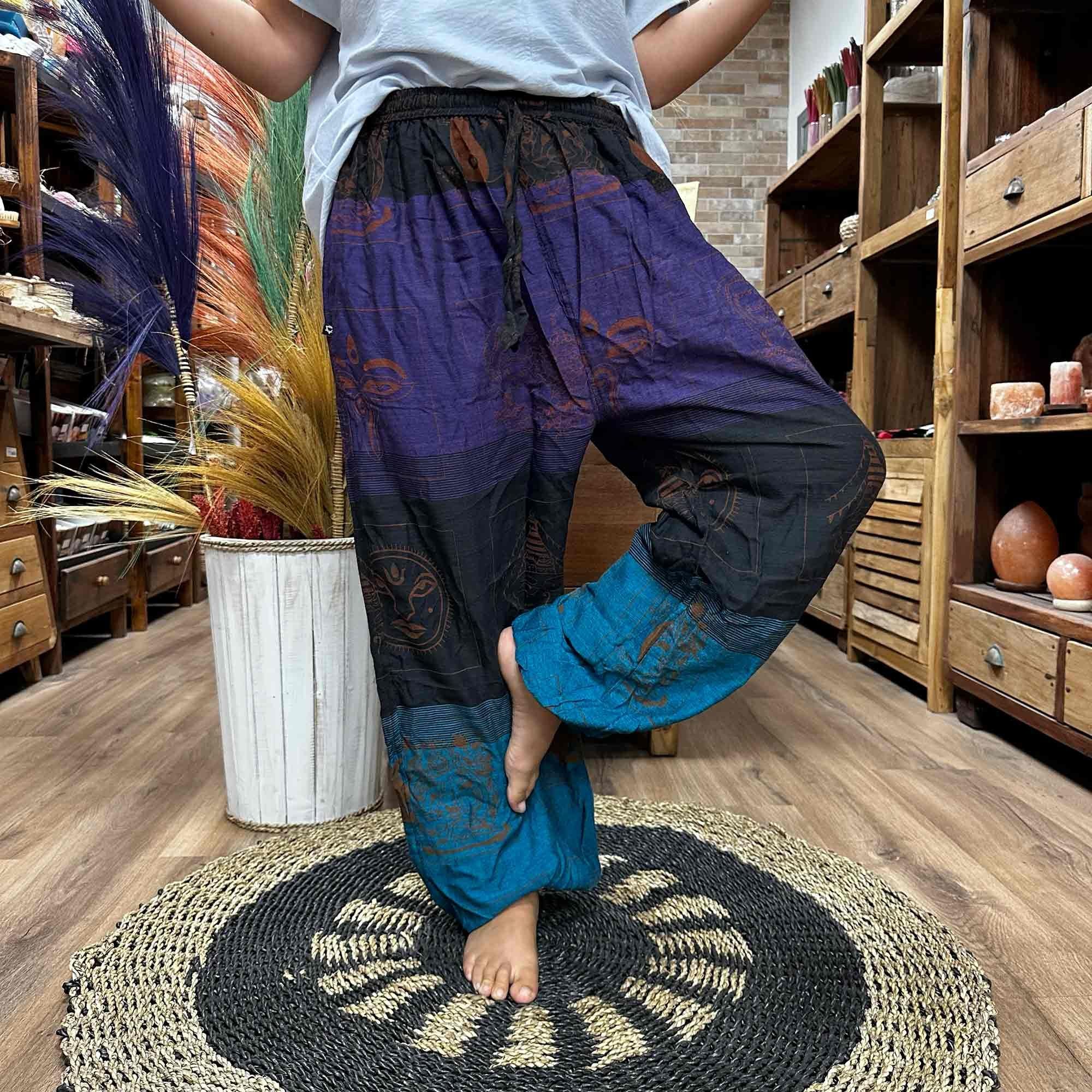 Purple Yoga and Festival Pants Himalayan Print