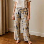Ancient Wisdom Nomad Tie-Dye Sari Lounge Pants with Gold Print
