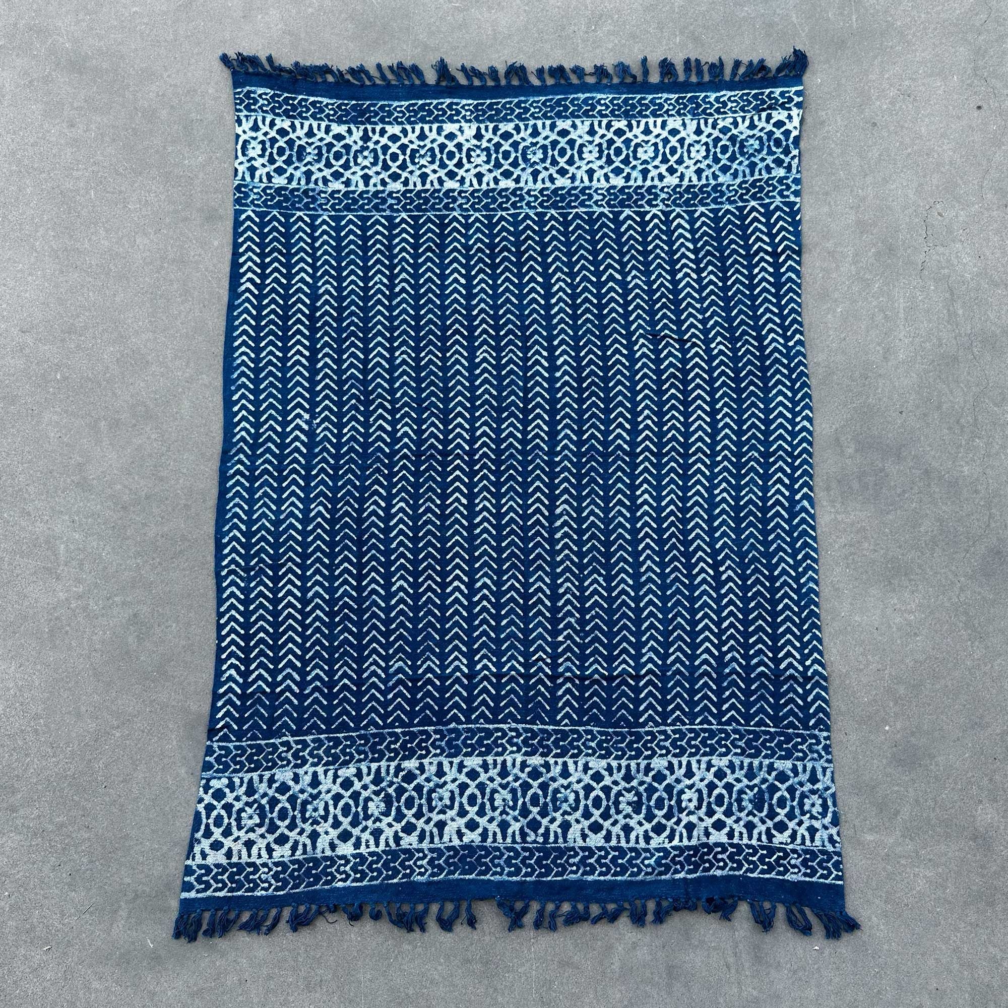 Handmade Indigo Seedha Arrows Throw ~ 170x120cms