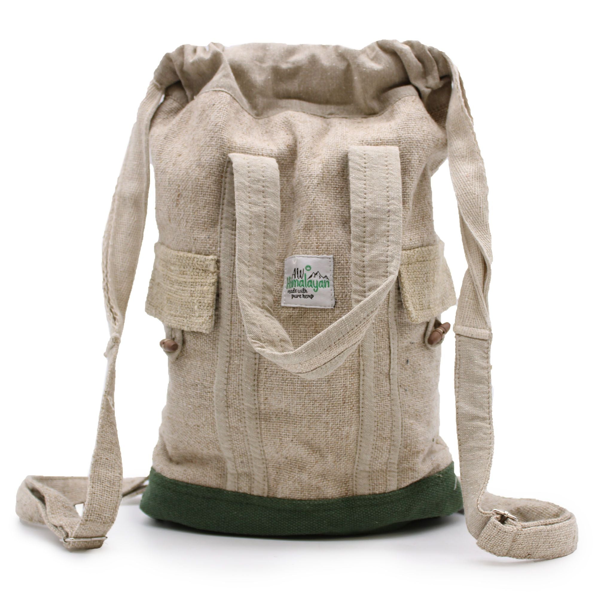 Nepalese Drawstring Daypack ~ Natural Hemp & Cotton