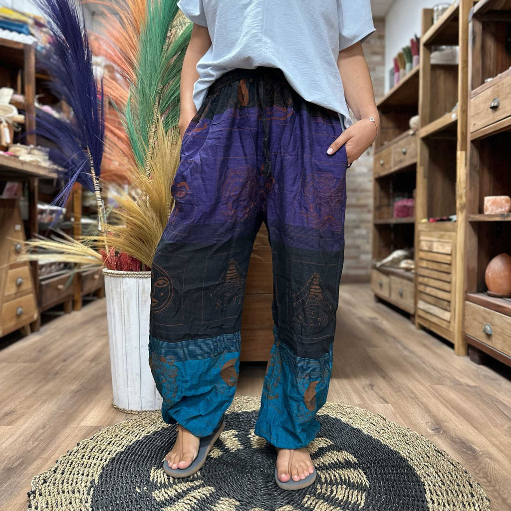 Purple Yoga and Festival Pants Himalayan Print