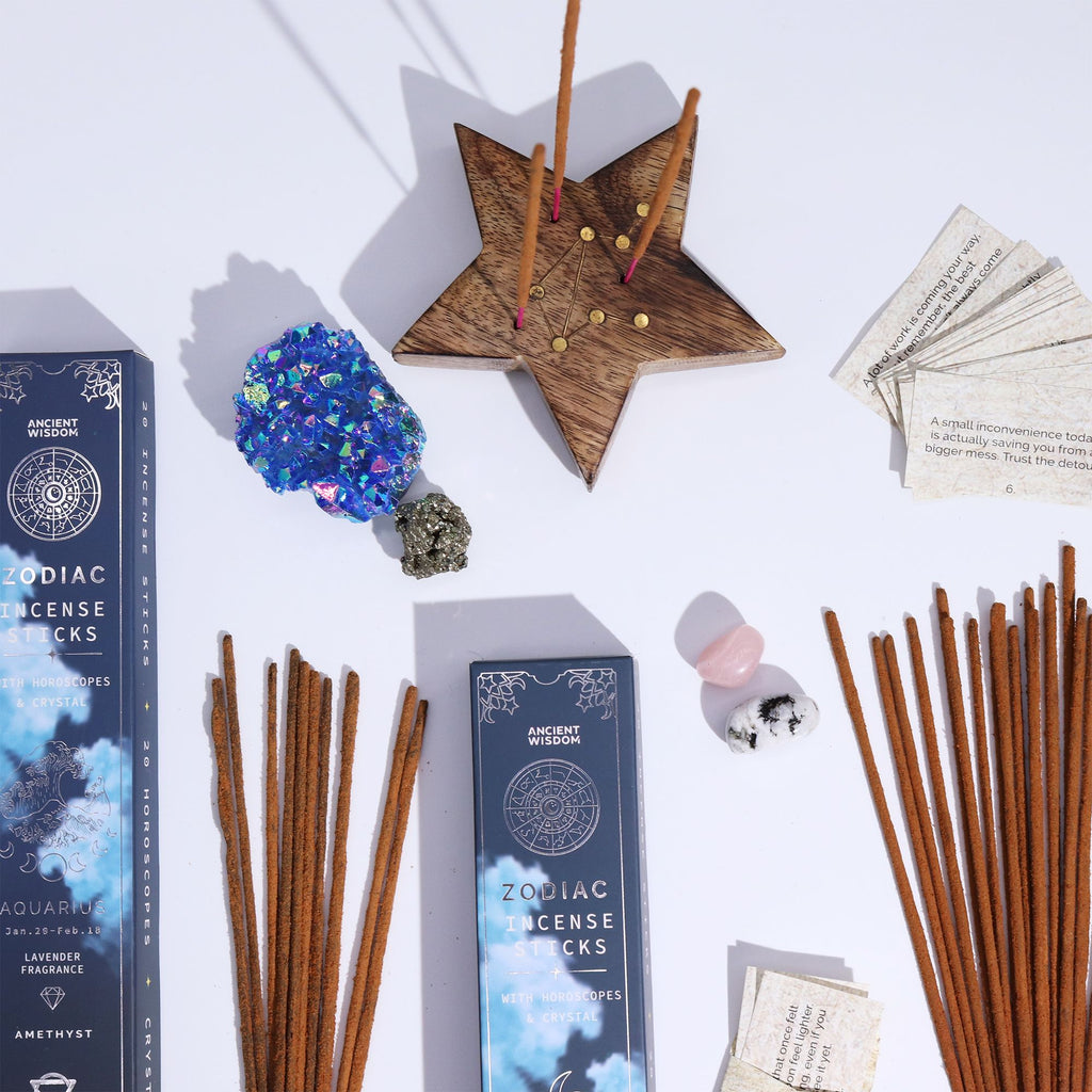Ancient Wisdom Zodiac Crystal Incense Gift Set