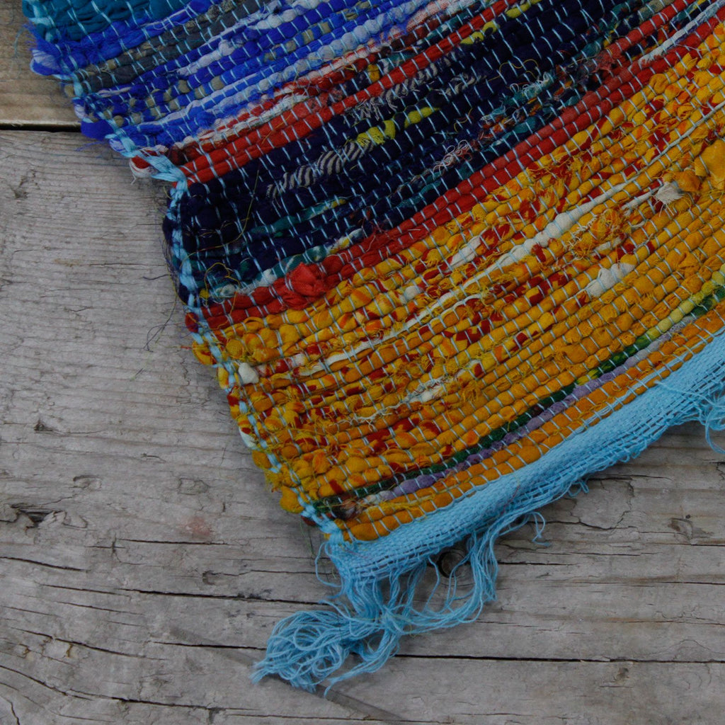 Ancient Wisdom Luxury Rag Rug ~ Blue