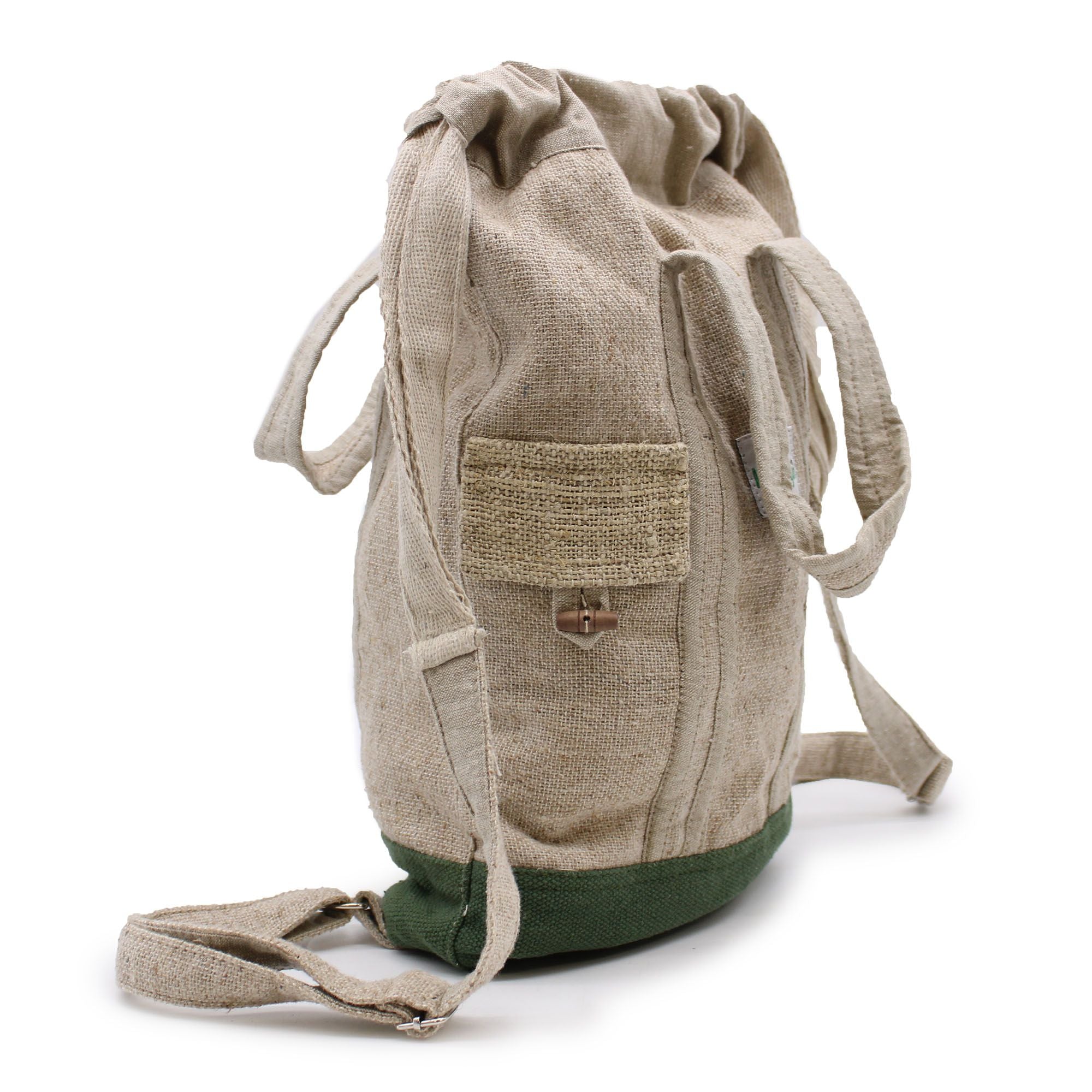 Nepalese Drawstring Daypack ~ Natural Hemp & Cotton