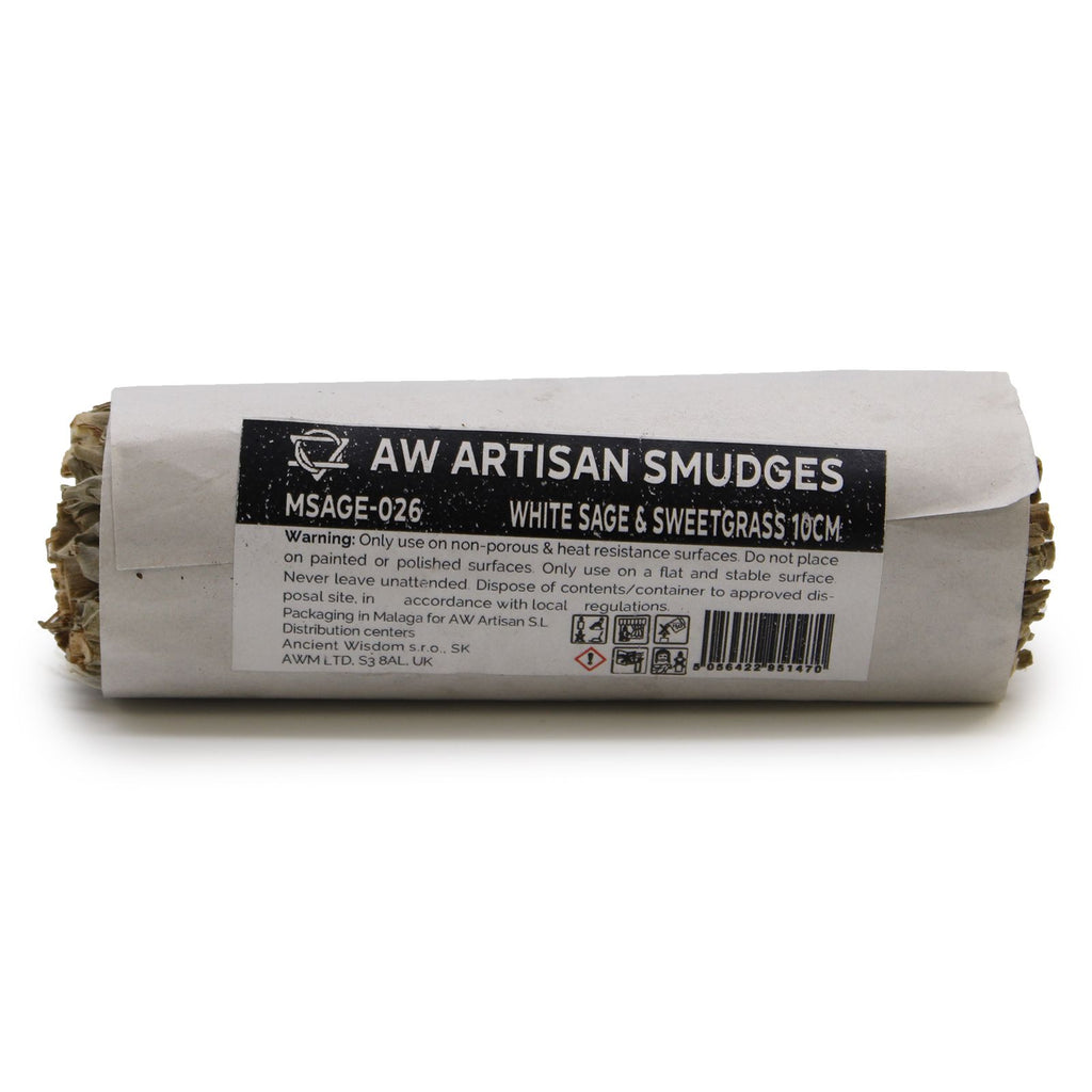 White Sage & Sweetgrass Smudge Stick ~ 10cm