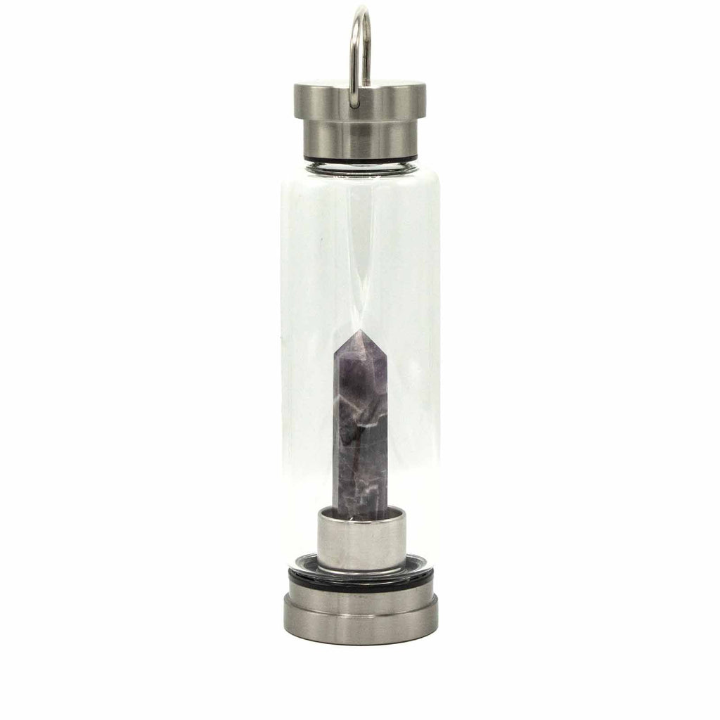 Relaxing Amethyst Crystal Infused Glass Water Bottle