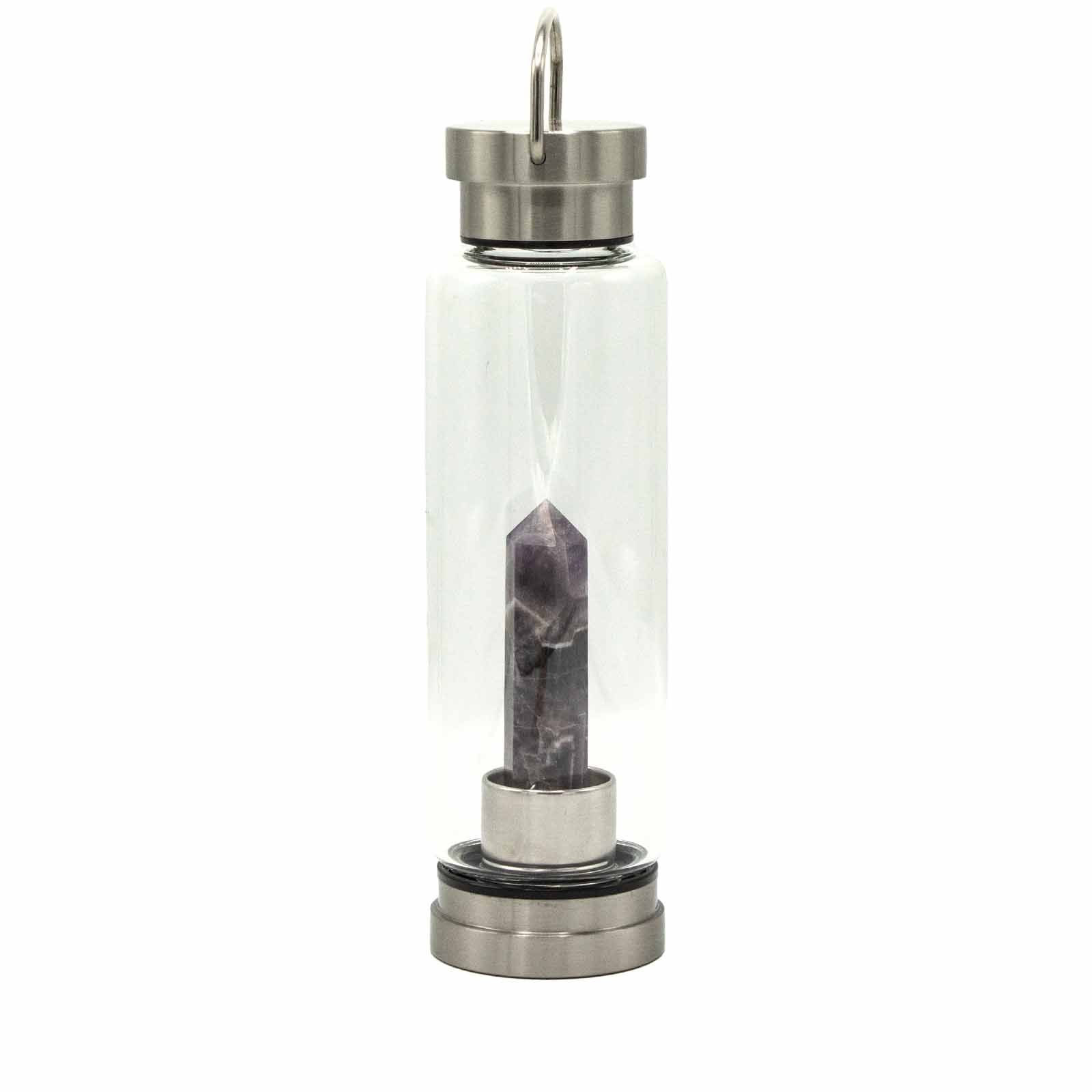 Relaxing Amethyst Crystal Infused Glass Water Bottle