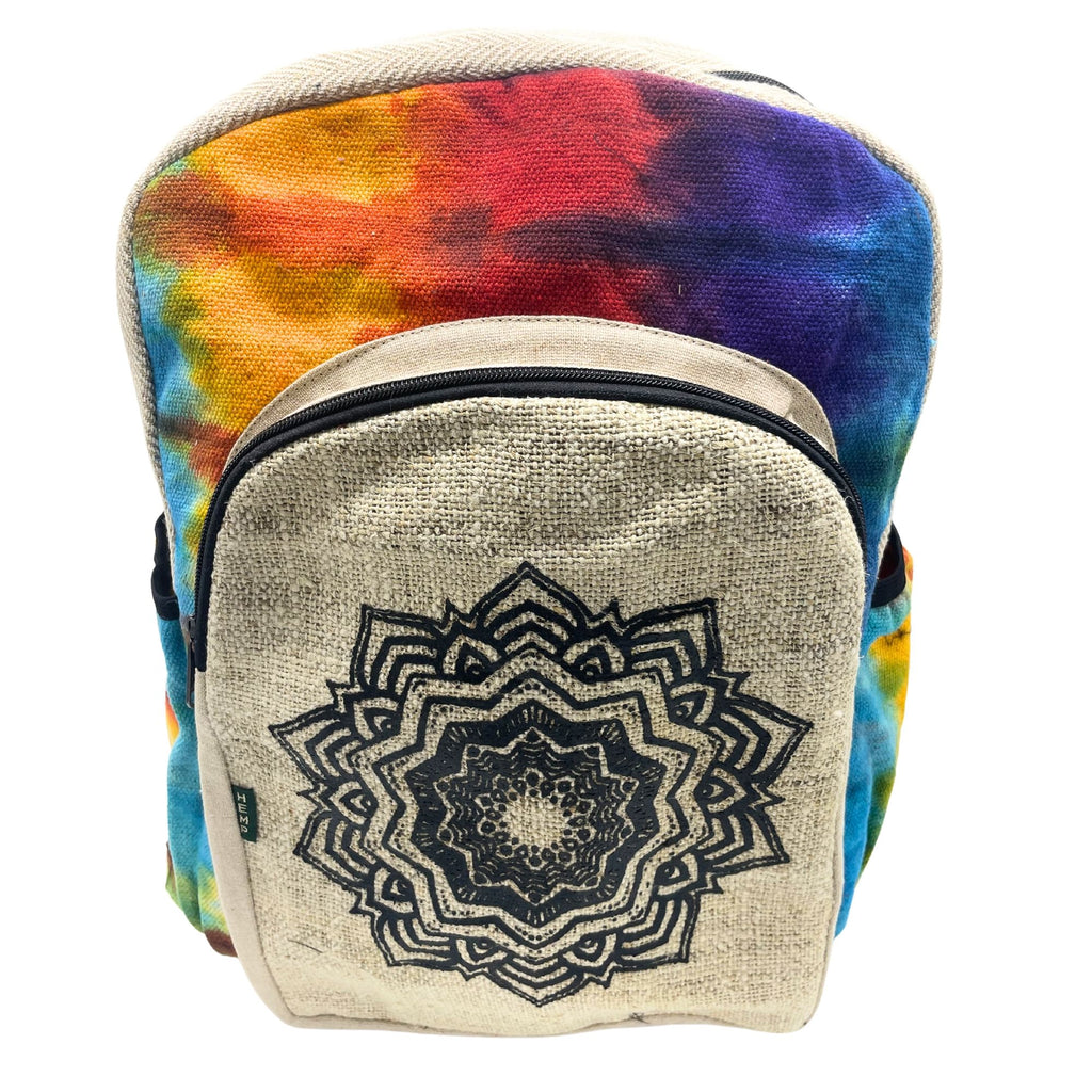 Large Hemp Backpack - Tie Dye Mandala