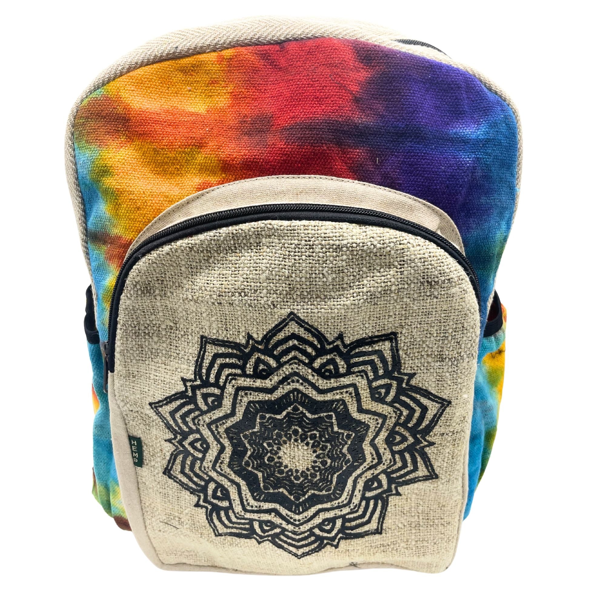 Large Hemp Backpack - Tie Dye Mandala