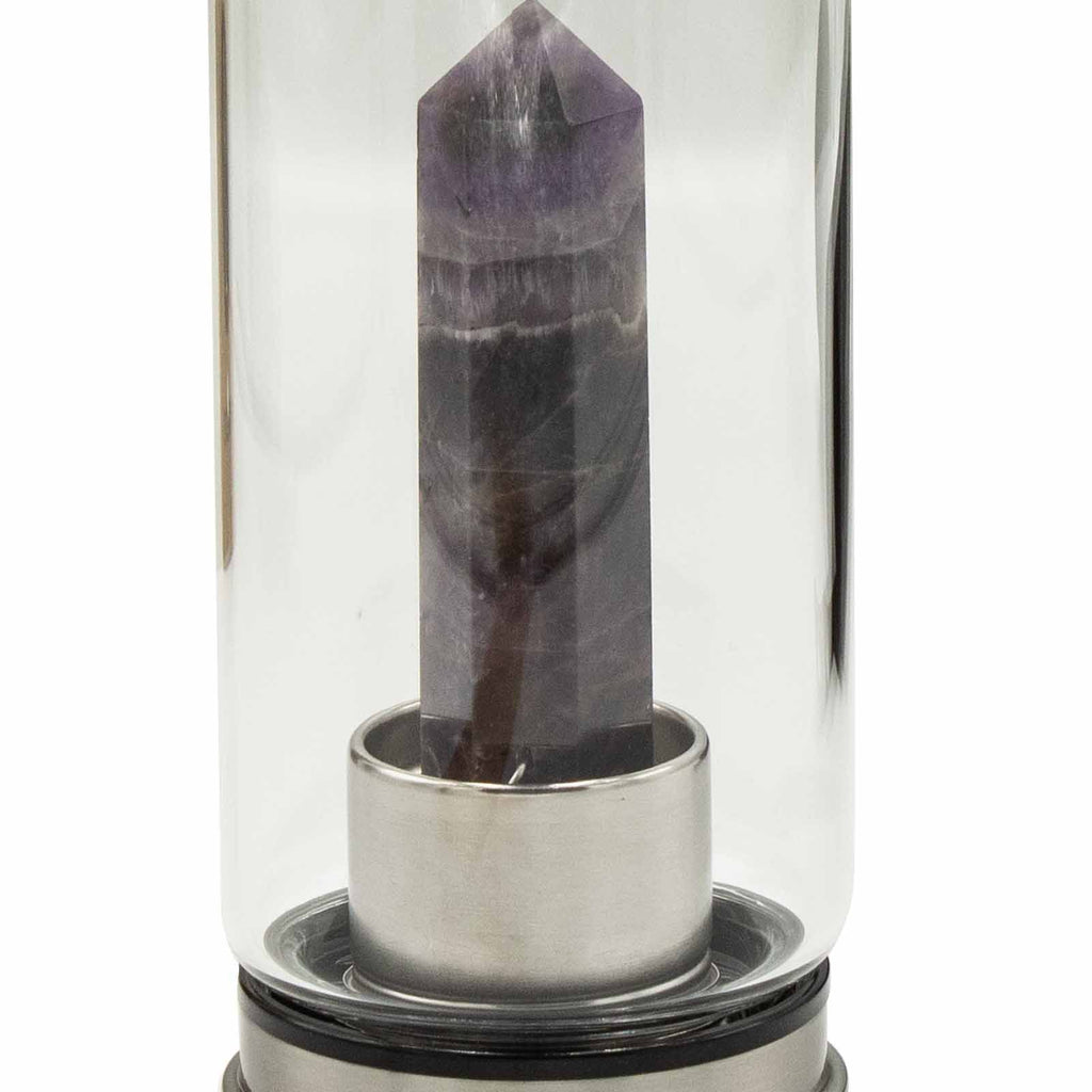 Relaxing Amethyst Crystal Infused Glass Water Bottle