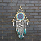 Macrame Protection Dream Catcher ~ White and Turquoise