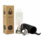 Rejuvenating Rose Quartz Crystal Infused Glass Water Bottle