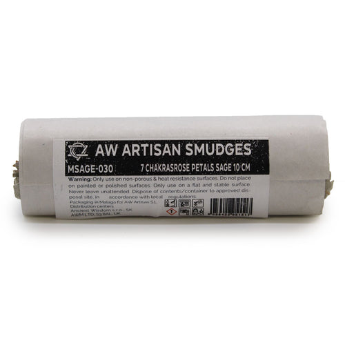 7 Chakras Rose Petal Sage Smudge Stick ~ 10cm