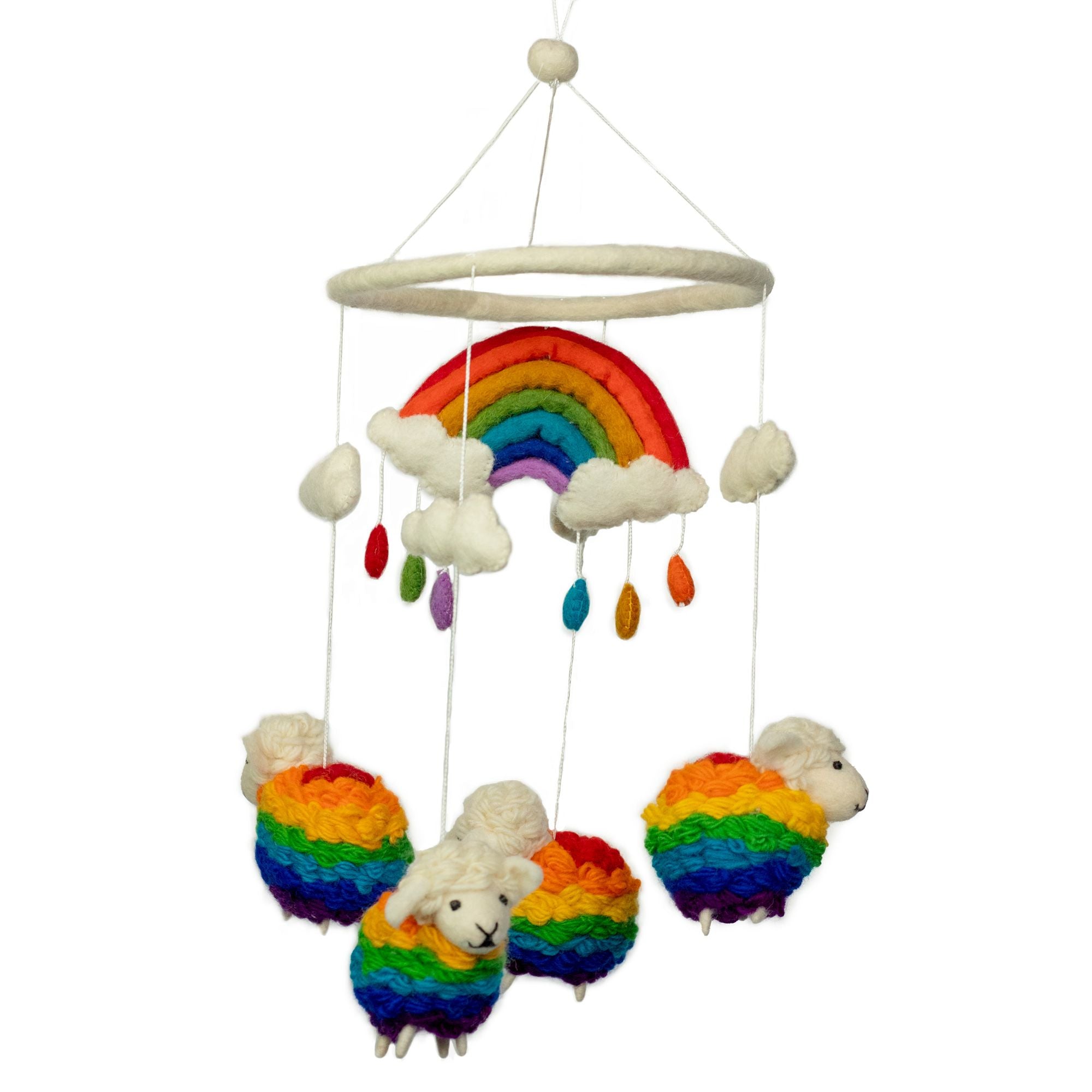 Rainbow Sheep Felt Mobile