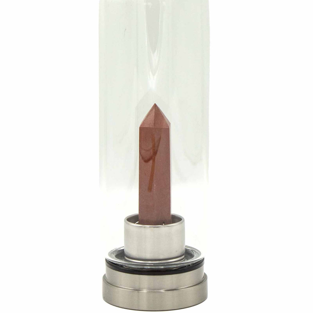 Invigorating Red Jasper Crystal Infused Glass Water Bottle