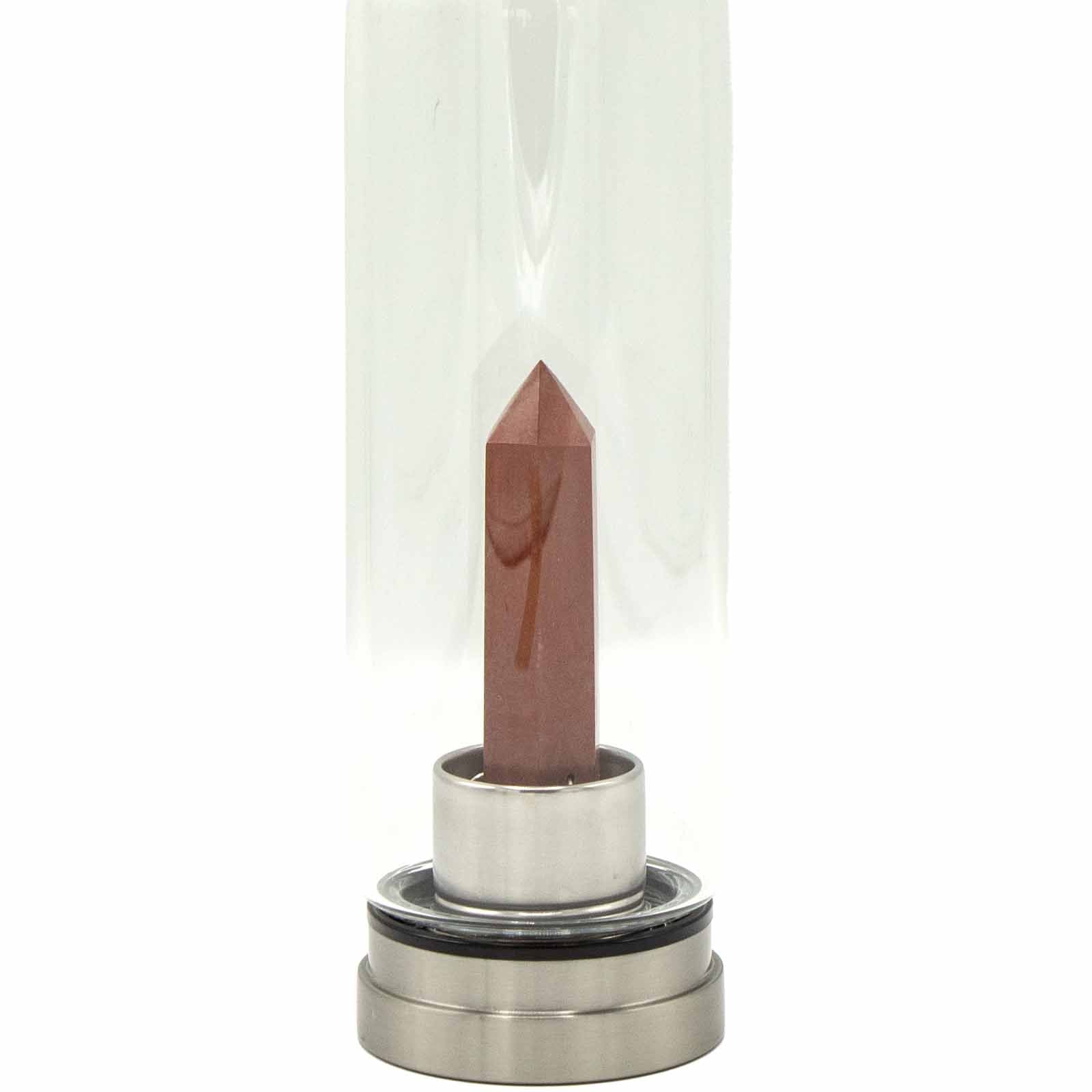 Invigorating Red Jasper Crystal Infused Glass Water Bottle