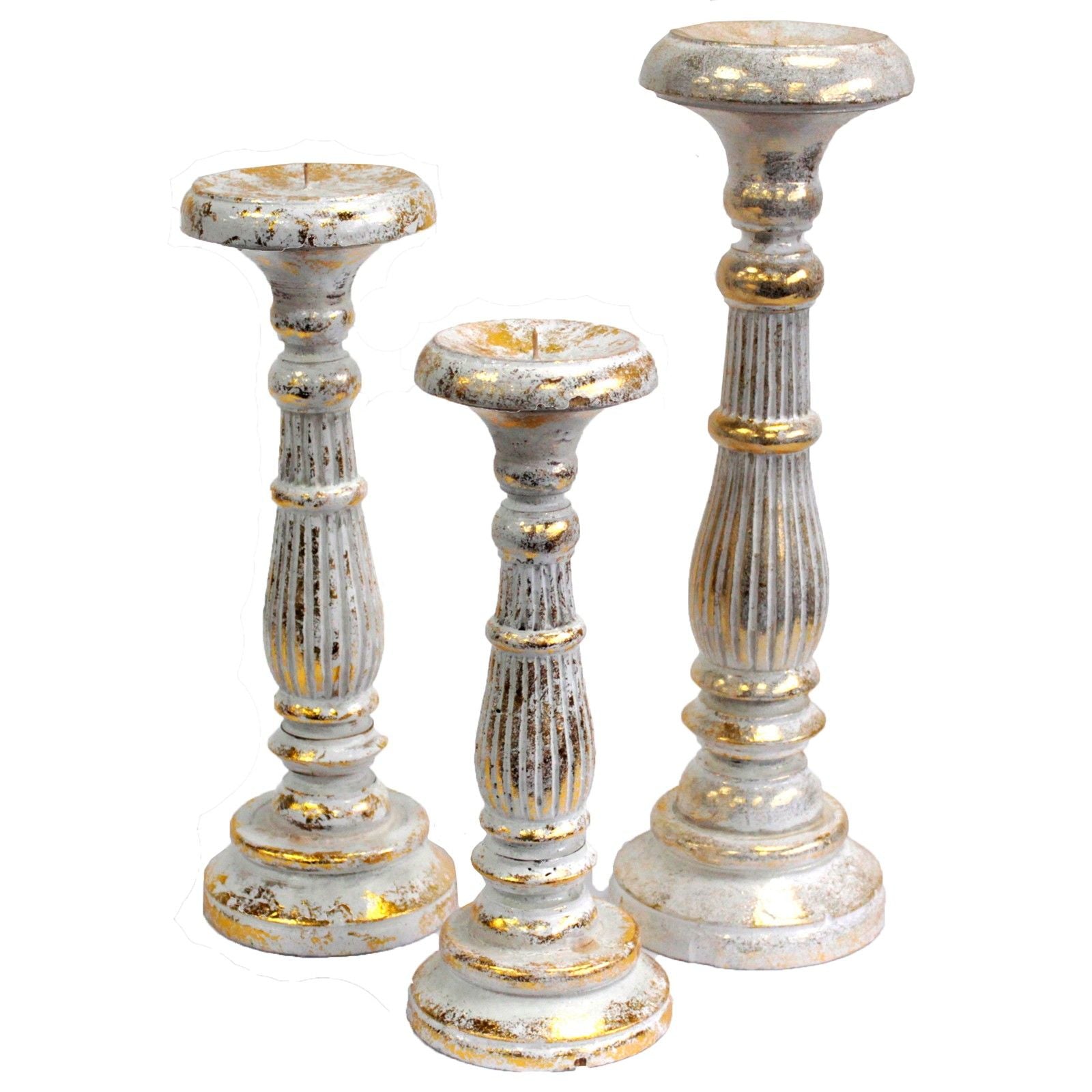 White & Gold Candlestick Stand ~ Small