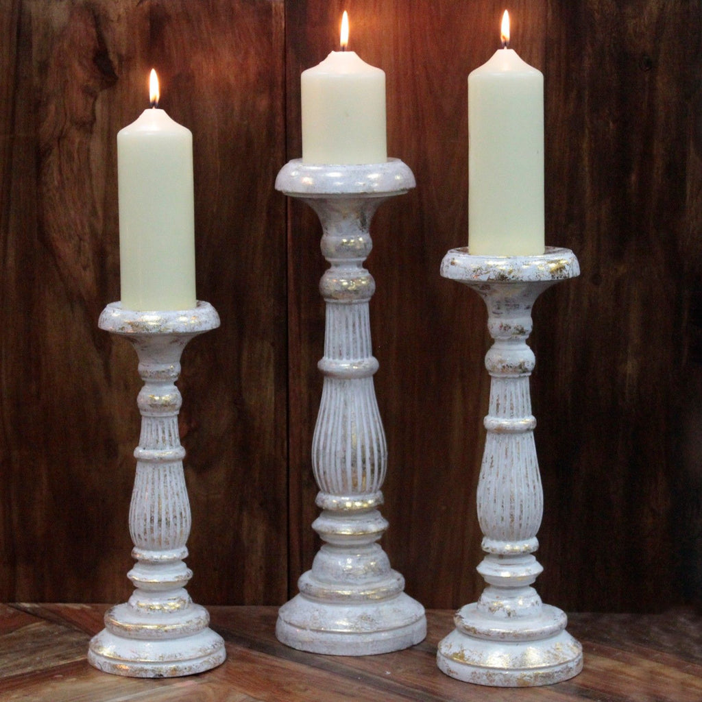 White & Gold Candlestick Stand ~ Large