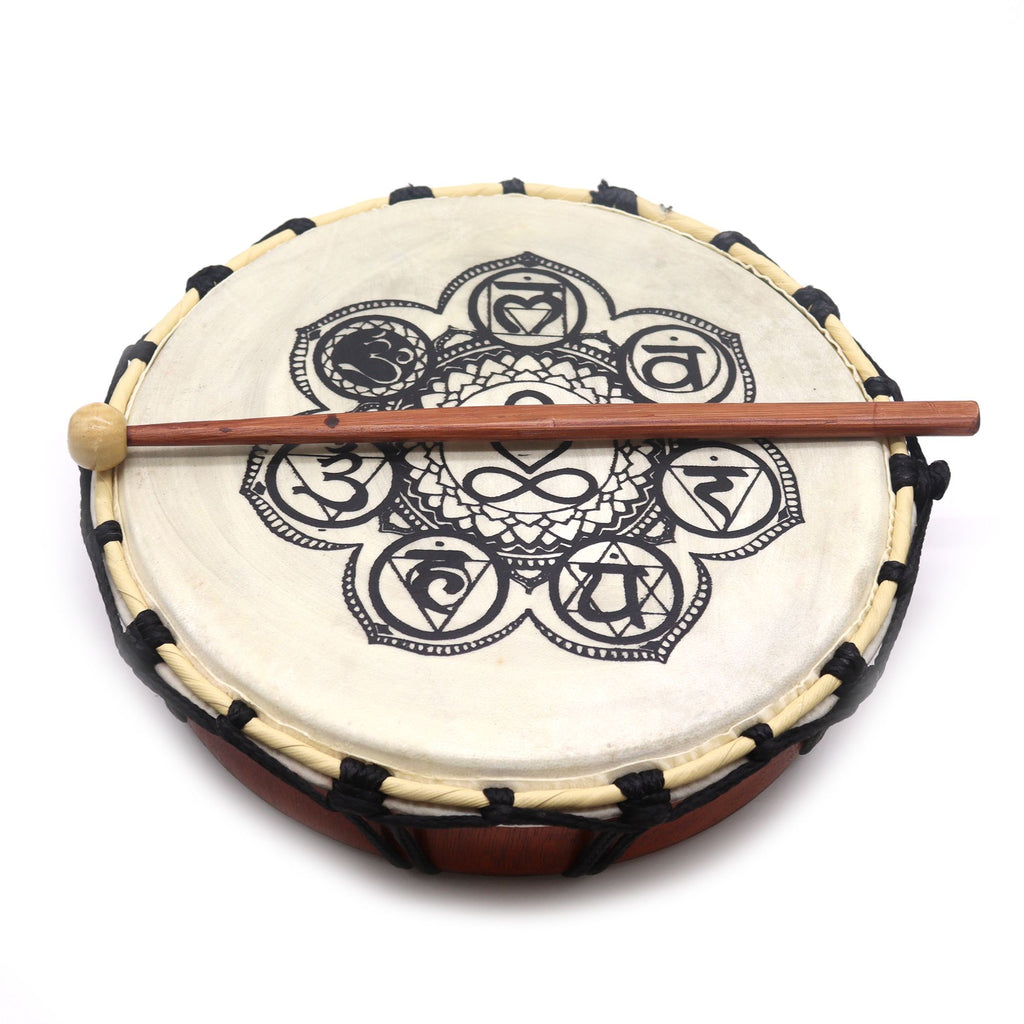 Chakra Flower Drum with Sticks ~ 25cm