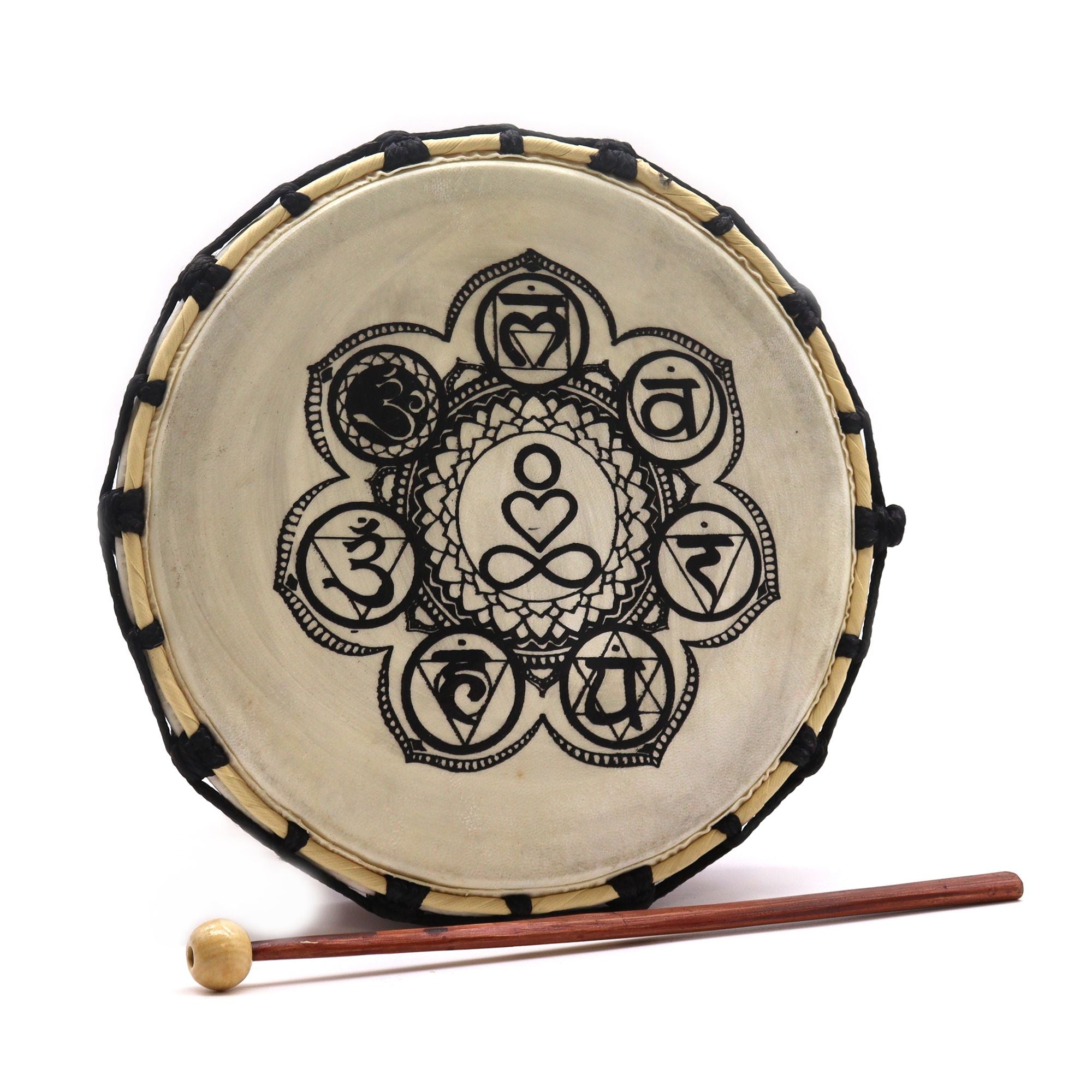 Chakra Flower Drum with Sticks ~ 25cm