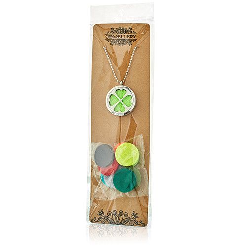 Four Leaf Clover Aromatherapy Necklace ~ 30mm