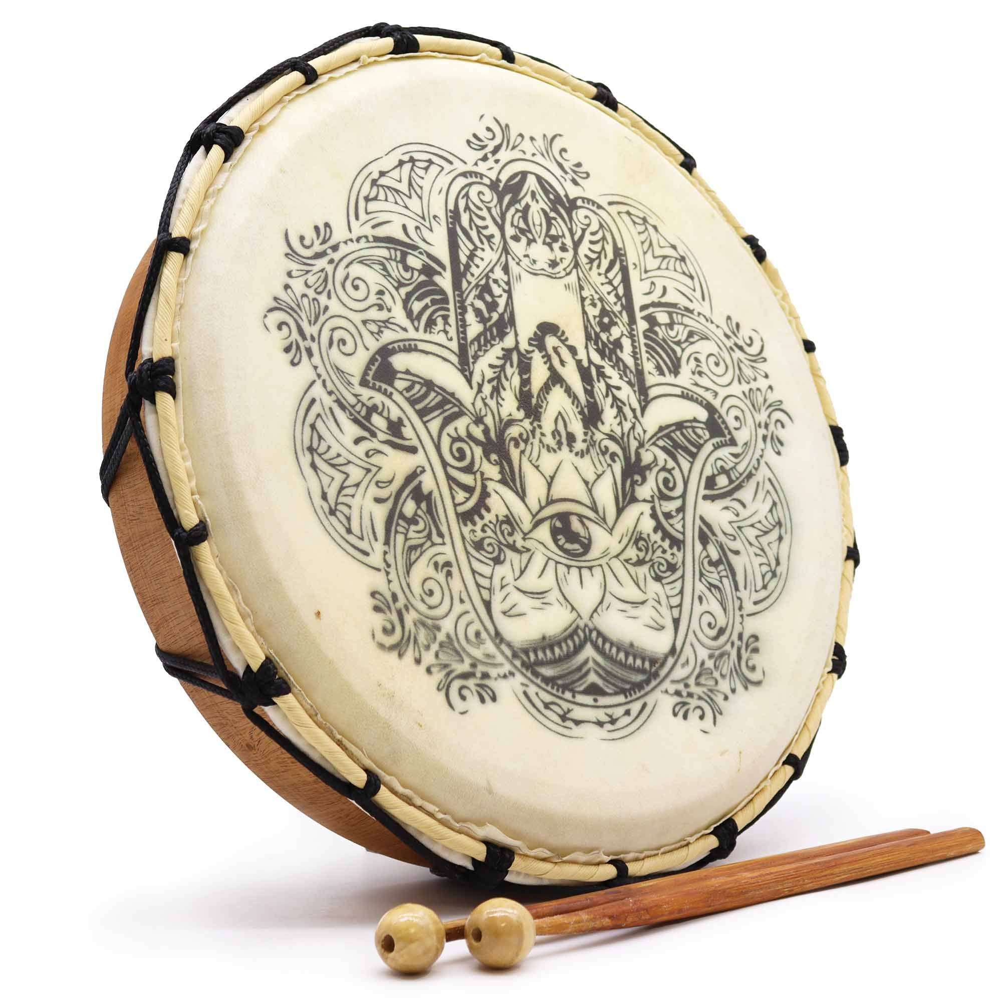 Shamanic Hamsa Drum with Two Sticks ~ 30cm