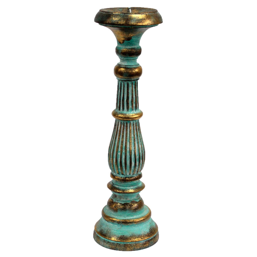 Turquoise & Gold Candlestick Stand ~ Large