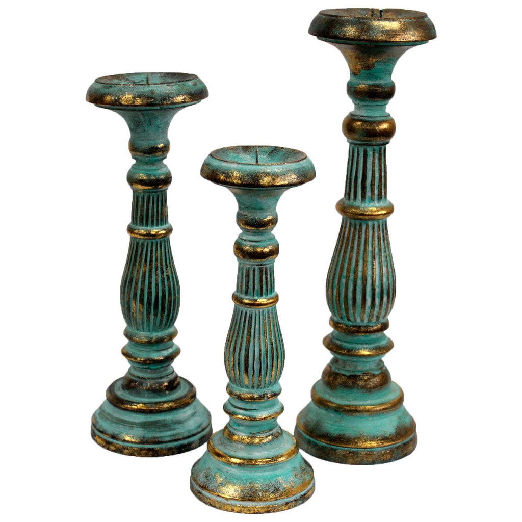 Turquoise & Gold Candlestick Stand ~ Large