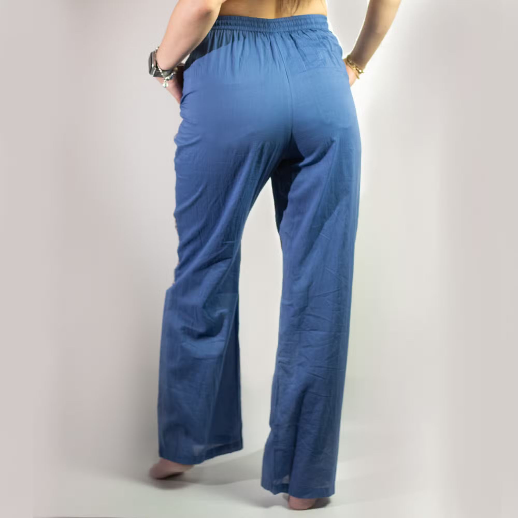 Ancient Wisdom Nomad Tie-Dye Sari Lounge Pants with Gold Print