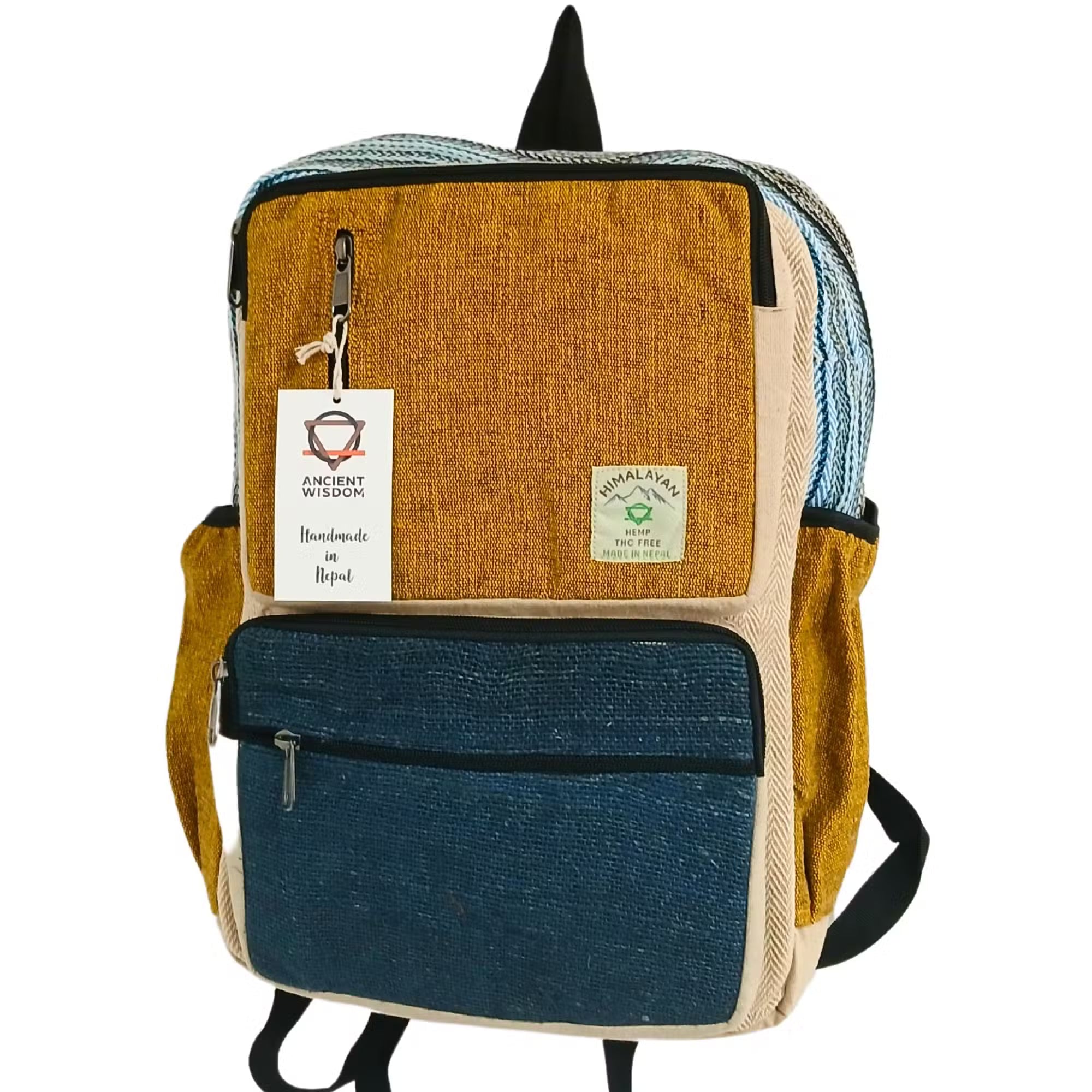 Boho Boxy Hemp Backpack ~ Teal Or Wine
