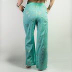 Ancient Wisdom Nomad Tie-Dye Sari Lounge Pants with Gold Print