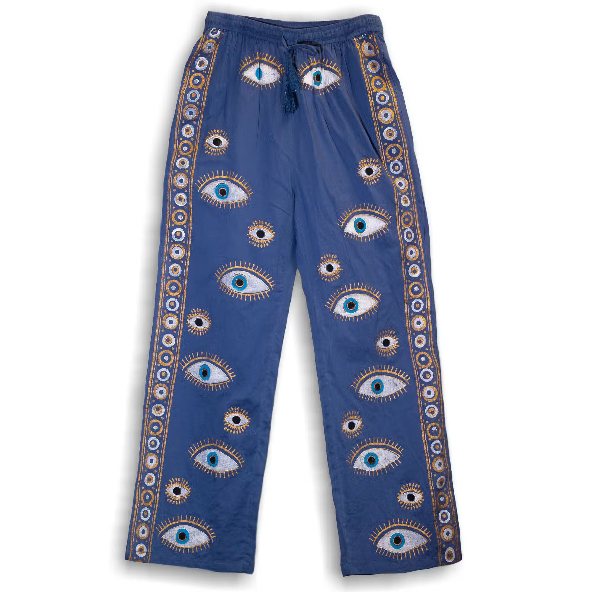 Ancient Wisdom Nomad Tie-Dye Sari Lounge Pants with Gold Print
