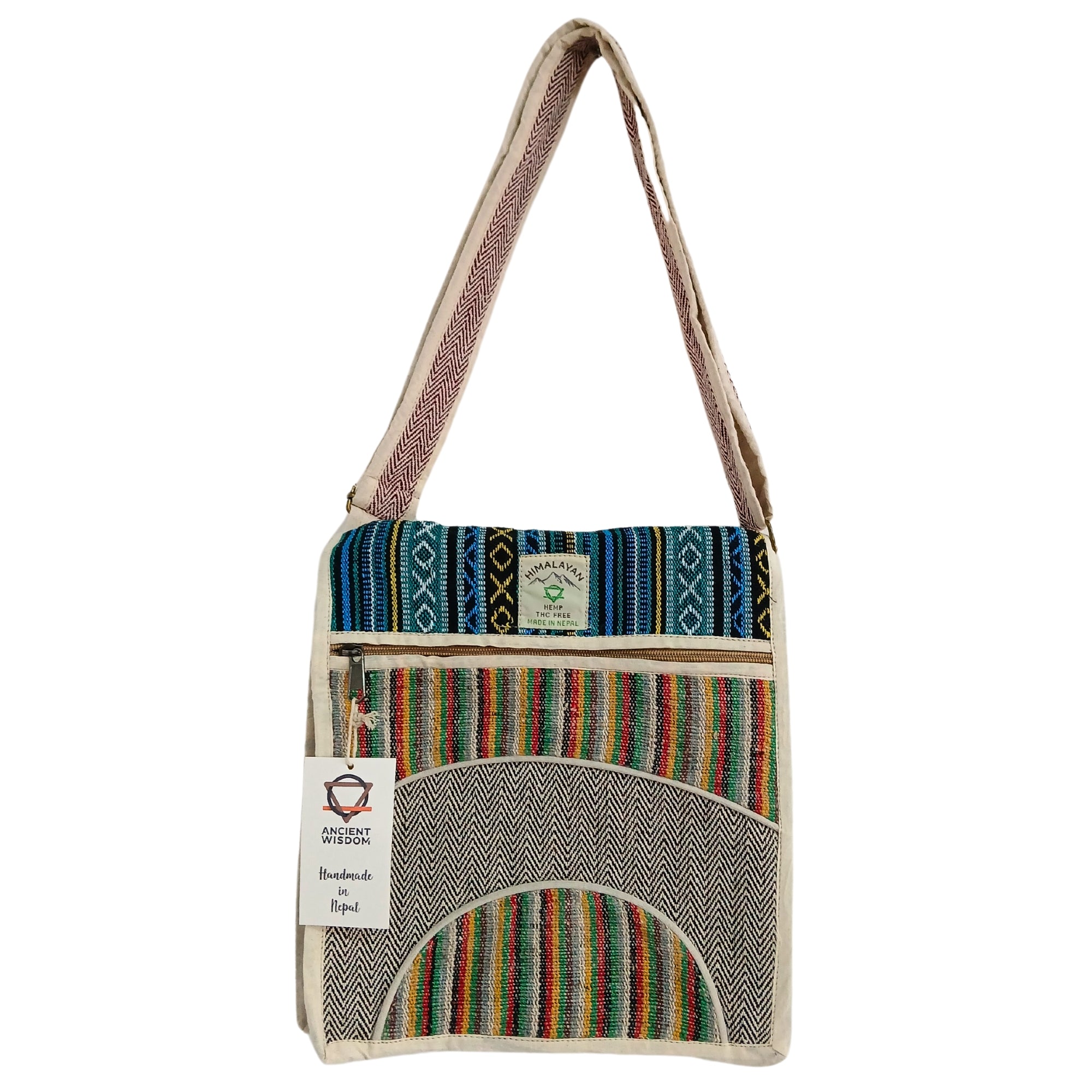 Ancient Wisdom Hemp Laptop Bag Handmade in Nepal