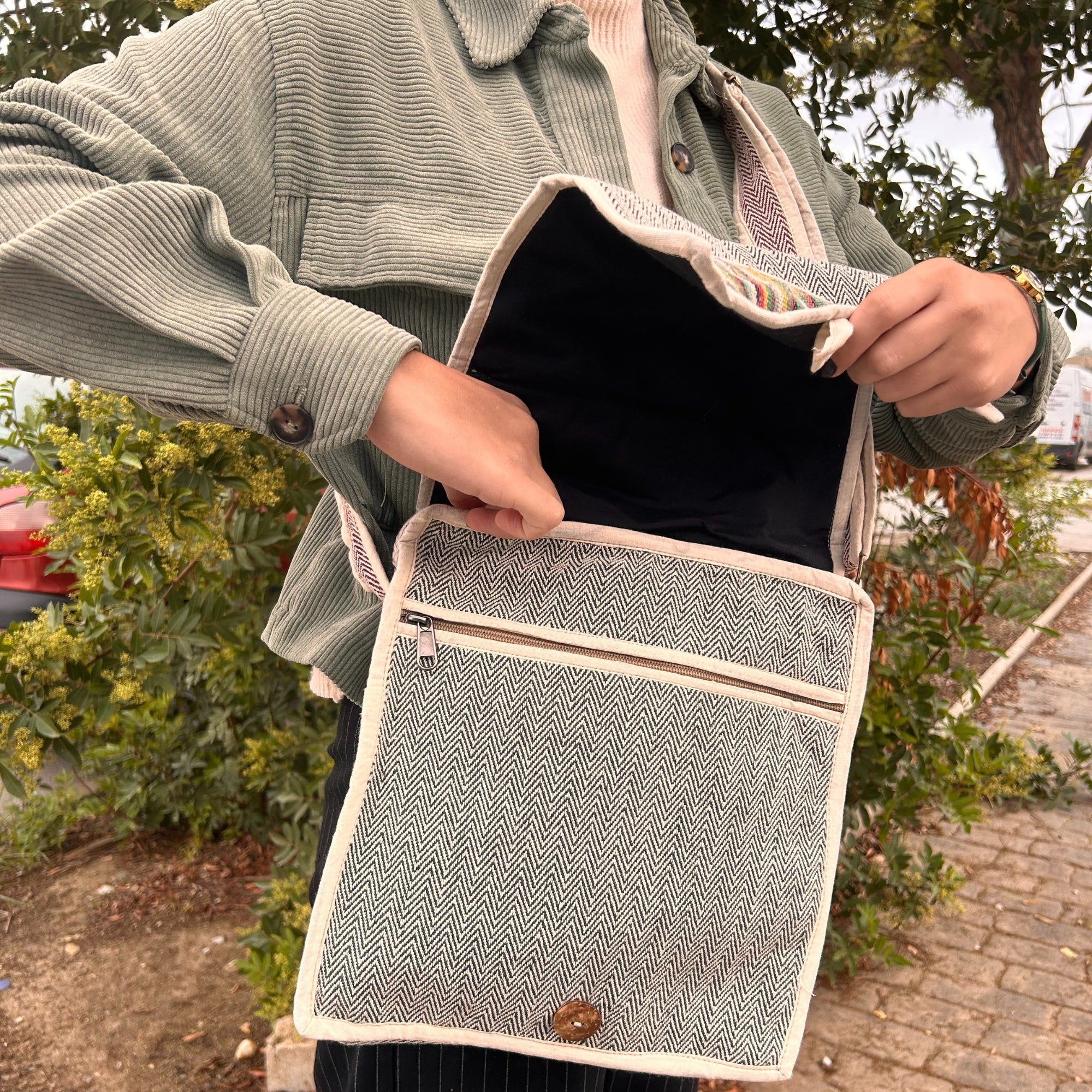 Handmade Nepalese Hemp Laptop Messenger Bag