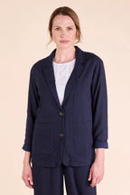 Nomads Fluid Linen Bend Suit 2pc - Navy